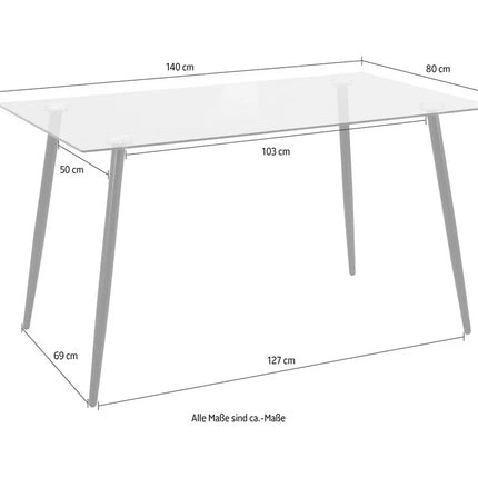 UNICORN Dining table glass Width 140 cm Depth 80 cm Height 76 cm