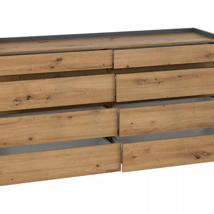UNICORN Sideboard wall unit chest of drawers modern oak light brown gray Width 142 cm Depth 35 cm Height 80 cm