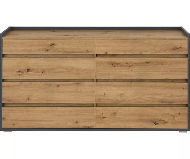 UNICORN Sideboard wall unit chest of drawers modern oak light brown gray Width 142 cm Depth 35 cm Height 80 cm