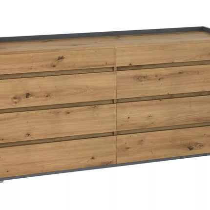 UNICORN Sideboard wall unit chest of drawers modern oak light brown gray Width 142 cm Depth 35 cm Height 80 cm