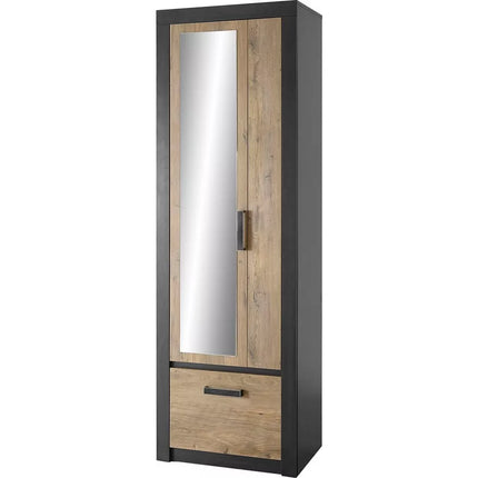 UNICORN Wardrobe modern oak brown matt black Width 65 cm Depth 42 cm Height 200 cm