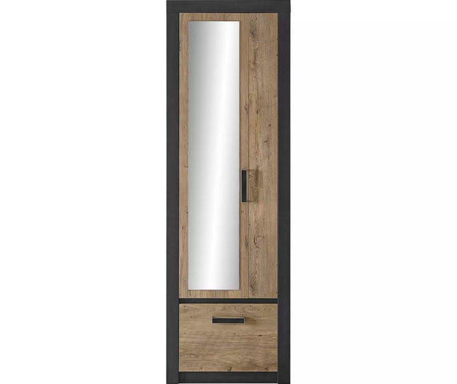 UNICORN Wardrobe modern oak brown matt black Width 65 cm Depth 42 cm Height 200 cm