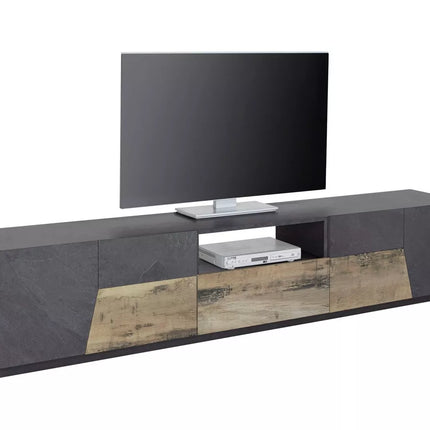 UNICORN TV furniture wall unit modern high-gloss white dark gray Width 220 cm Depth 43 cm Height 46 cm