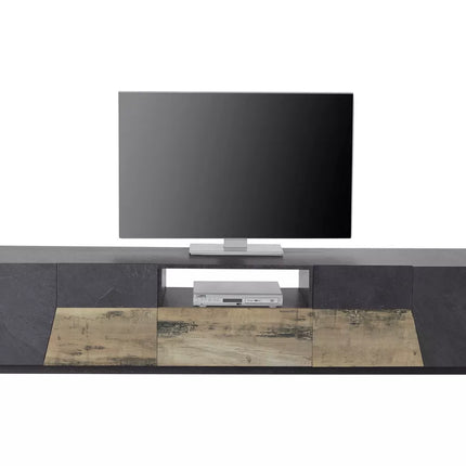 UNICORN TV furniture wall unit modern high-gloss white dark gray Width 220 cm Depth 43 cm Height 46 cm