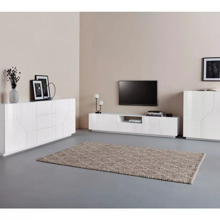 UNICORN TV furniture wall unit modern high-gloss white dark gray Width 220 cm Depth 43 cm Height 46 cm