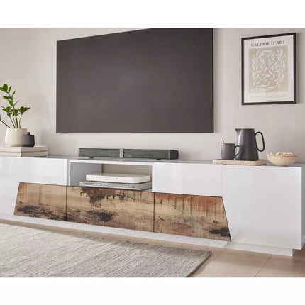 UNICORN TV furniture wall unit modern high-gloss white dark gray Width 220 cm Depth 43 cm Height 46 cm