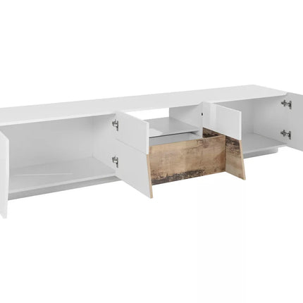 UNICORN TV furniture wall unit modern high-gloss white dark gray Width 220 cm Depth 43 cm Height 46 cm