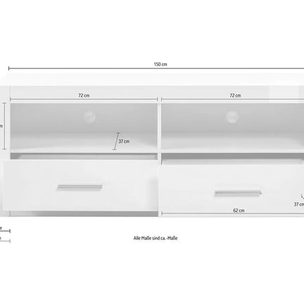 UNICORN TV furniture wall unit high gloss white 150 cm