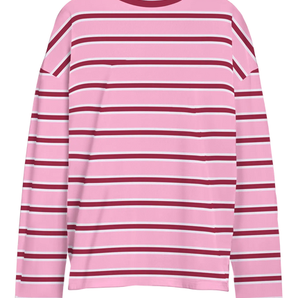 Noisy May Ember stripe sweater begonia pink