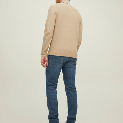 UNICORN men's knitted turtleneck sweater with a turtleneck, hoodie, funnel neck, beige, blue, xs, s, m, l, xl, xxl