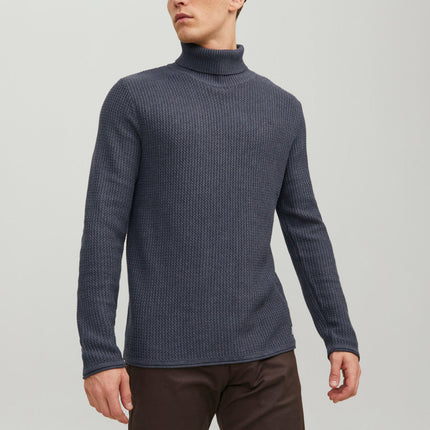 UNICORN men's knitted turtleneck sweater with a turtleneck, hoodie, funnel neck, beige, blue, xs, s, m, l, xl, xxl
