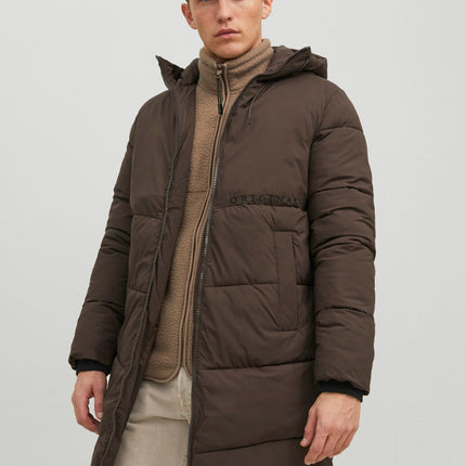 UNICORN men's long winter coat with hood dark brown xs s m l xl xxl