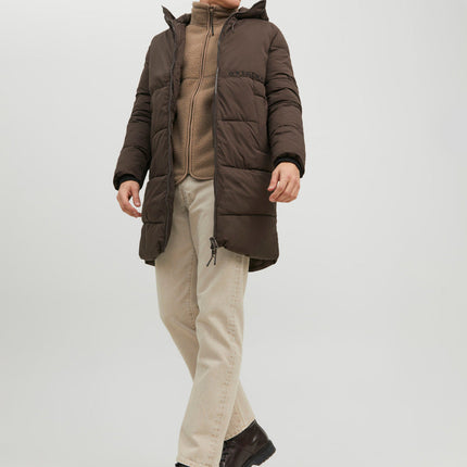 UNICORN men's long winter coat with hood dark brown xs s m l xl xxl