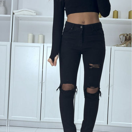UNICORN Women's ripped slim jeans black xs s m l xl xxl