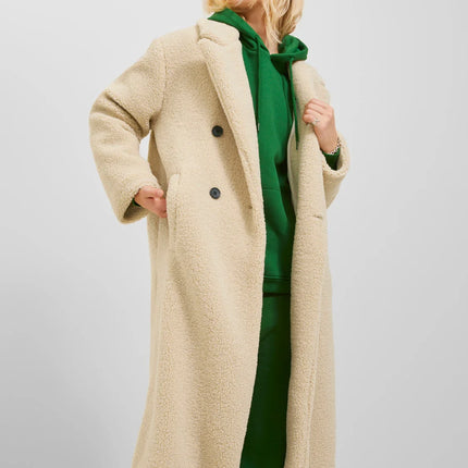 Dames jas wollig beige xs s m l xl