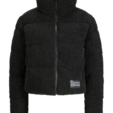 Dames jas wollig zwart beige xs s m l xl