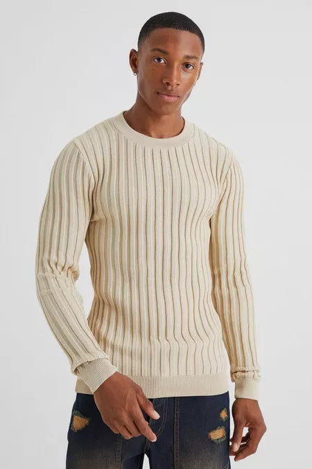 UNICORN Men's ribbed sweater beige xs s m l xl