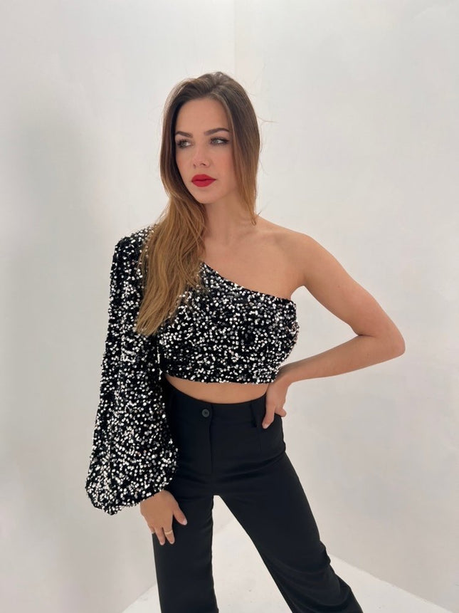 UNICORN Women's top shirt glitter silver s m l