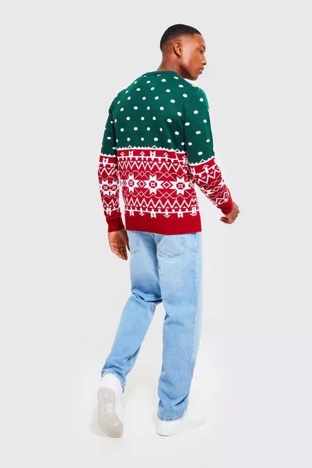 UNICORN Men's sweater Christmas pattern dark green red xs s m l xl