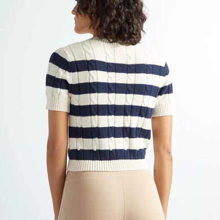 Dames trui gestreept blauw beige xxs xs s m