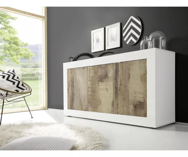 UNICORN Sideboard wall unit modern white black gray Width 160 cm Depth 43 cm Height 86 cm
