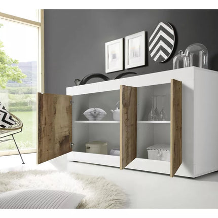 UNICORN Sideboard wall unit modern white black gray Width 160 cm Depth 43 cm Height 86 cm