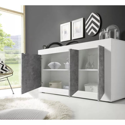 UNICORN Sideboard wall unit modern white black gray Width 160 cm Depth 43 cm Height 86 cm