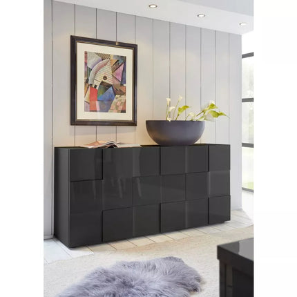 UNICORN Sideboard wall unit modern high-gloss white anthracite concrete gray ossido black oak light brown Width 181 cm Depth 42 cm Height 84 cm