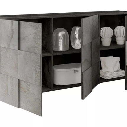 UNICORN Sideboard wall unit modern high-gloss white anthracite concrete gray ossido black oak light brown Width 181 cm Depth 42 cm Height 84 cm
