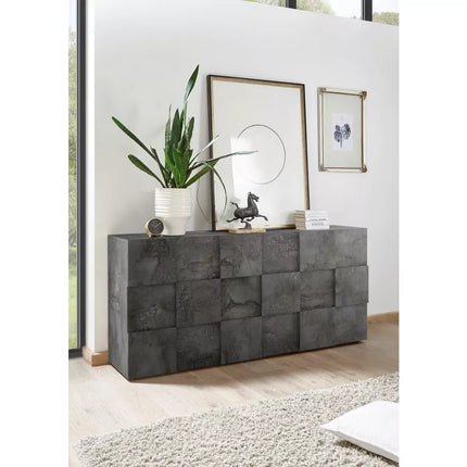UNICORN Sideboard wall unit modern high-gloss white anthracite concrete gray ossido black oak light brown Width 181 cm Depth 42 cm Height 84 cm