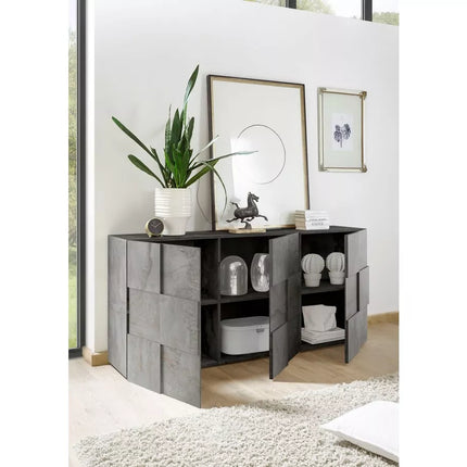 UNICORN Sideboard wall unit modern high-gloss white anthracite concrete gray ossido black oak light brown Width 181 cm Depth 42 cm Height 84 cm