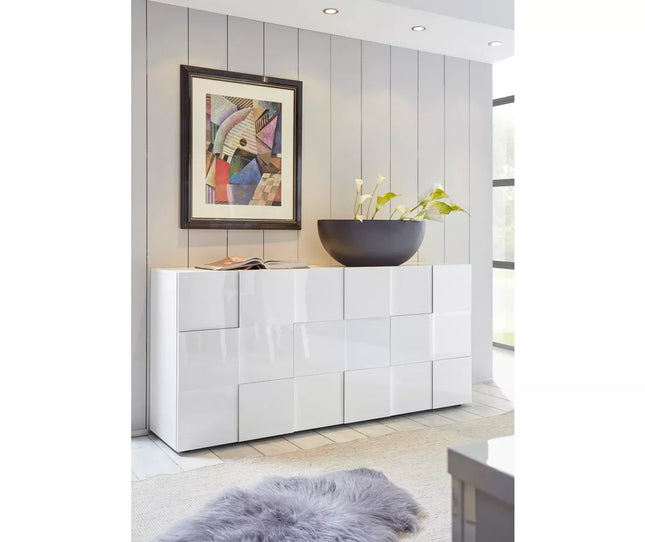 UNICORN Sideboard wall unit modern high-gloss white anthracite concrete gray ossido black oak light brown Width 181 cm Depth 42 cm Height 84 cm