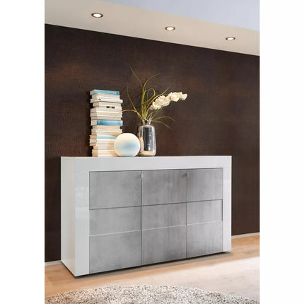 UNICORN TV furniture wall unit modern high-gloss white gray Width 138 cm