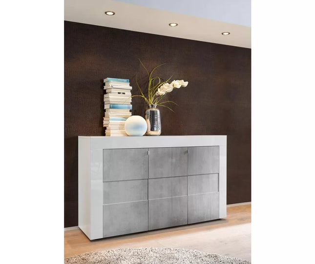 UNICORN TV furniture wall unit modern high-gloss white gray Width 138 cm