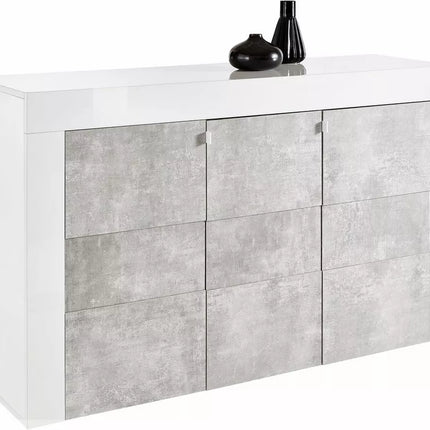UNICORN TV furniture wall unit modern high-gloss white gray Width 138 cm