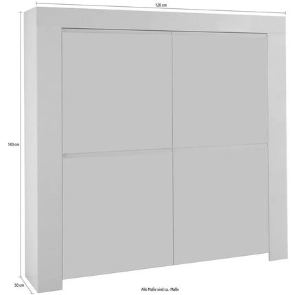 UNICORN Sideboard wall unit modern high-gloss white Width 140 cm Length 120 cm Depth 50 cm