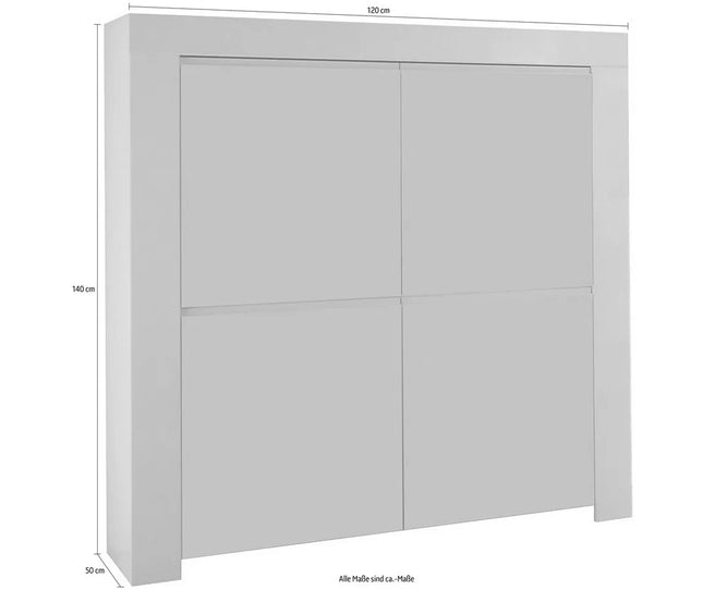 UNICORN Sideboard wall unit modern high-gloss white Width 140 cm Length 120 cm Depth 50 cm