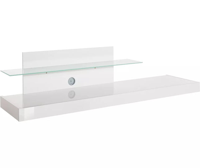 UNICORN TV furniture wall unit with glass high-gloss white 200 cm