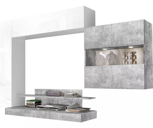 UNICORN TV stand wall unit modern gray (set of 4)