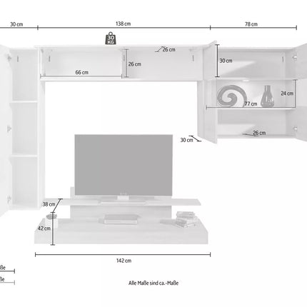 UNICORN TV stand wall unit modern gray (set of 4)