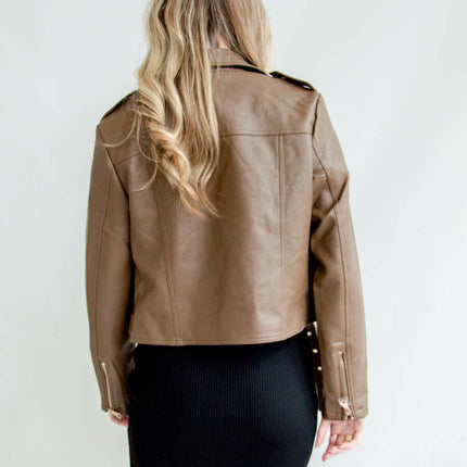 Dames jas bruin zwart s m l xl
