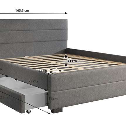 UNICORN Double Bed Loox - Gray - 160x200 cm