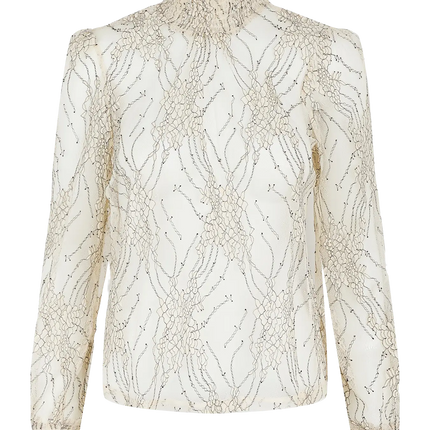 Kyle lace top blouse gilded beige glitter