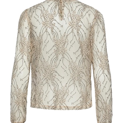 Kyle lace top blouse gilded beige glitter