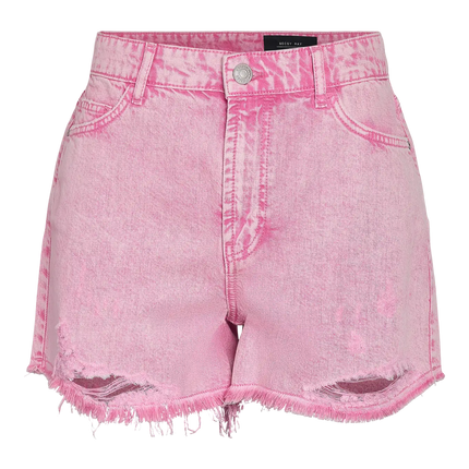 UNICORN Women's Pink Denim Short – High Waist Destroyed Jeans Short with Frayed Hem xs s m l xl