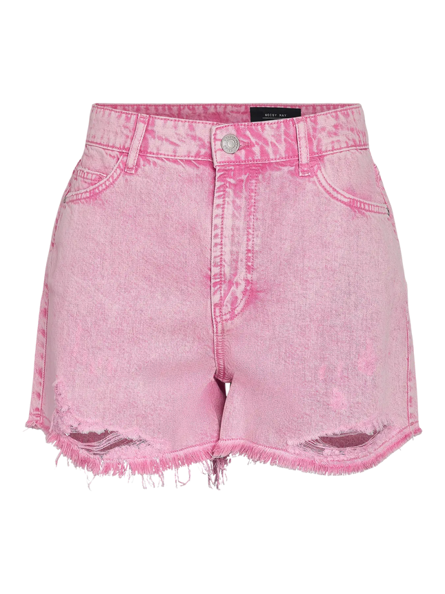 UNICORN Women's Pink Denim Short – High Waist Destroyed Jeans Short with Frayed Hem xs s m l xl