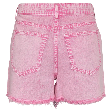 UNICORN Women's Pink Denim Short – High Waist Destroyed Jeans Short with Frayed Hem xs s m l xl