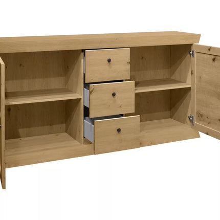 UNICORN Dresser wall unit country white matt anthracite light brown Width 167 cm Depth 44 cm Height 86 cm