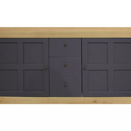 UNICORN Dresser wall unit country white matt anthracite light brown Width 167 cm Depth 44 cm Height 86 cm
