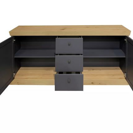 UNICORN Dresser wall unit country white matt anthracite light brown Width 167 cm Depth 44 cm Height 86 cm